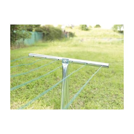 Étendoir à Linge Extérieur Galvanisé - 2 Poteaux + 2 Potences, 5 M De Fil, Fabrication Française