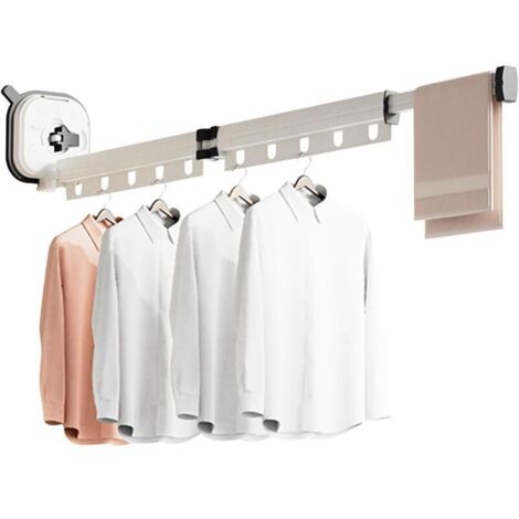 Étendoir à Linge Mural, Cintre Mural Porte vêtements Pliable avec Trous Suspendus, Rotatif à 360 °, Aluminium Etendoir Ling