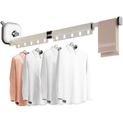 Étendoir à Linge Mural, Cintre Mural Porte-vêtements Pliable avec Trous Suspendus, Rotatif à 360 °, Aluminium Etendoir Linge pour Balcon, Salle de Bains, Buanderie