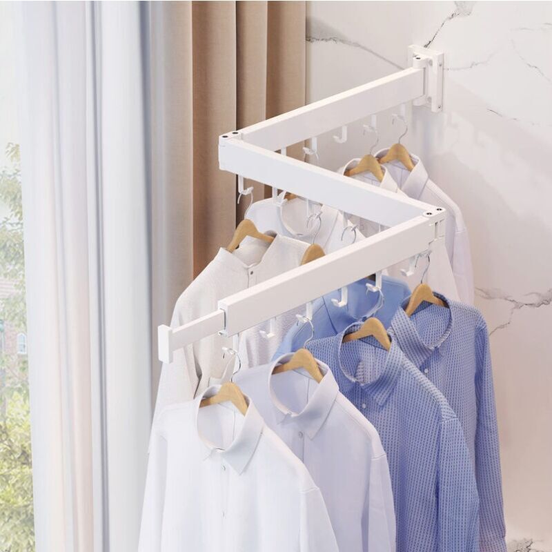 VURAHOME - Étendoir à linge mural, étendoir à linge rétractable, gain de place, étendoir à linge, pliable pour buanderie, balcon, vestiaire, chambre