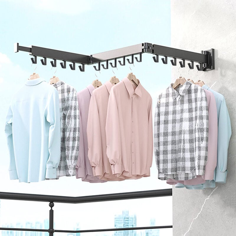 Tendoir à linge mural, étendoir à linge rétractable, gain de place, étendoir à linge, pliable pour buanderie, balcon, vestiaire, chambre à coucher,
