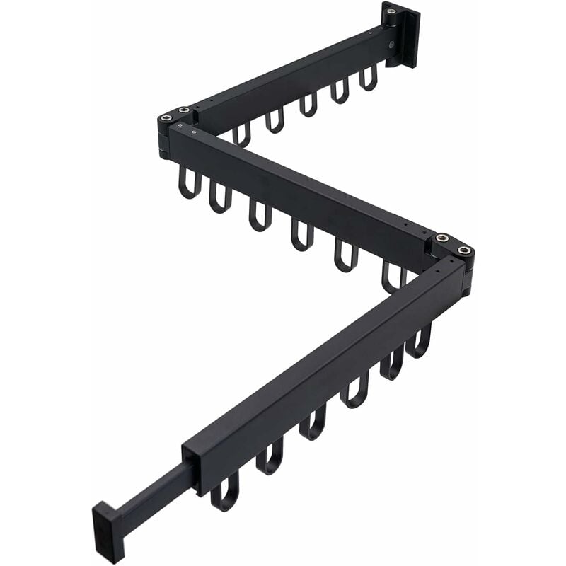 Tendoir à Linge Mural Extensible à 3 Niveaux pour Balcon Et Salle De Bain Noir Montage Mural Pliable