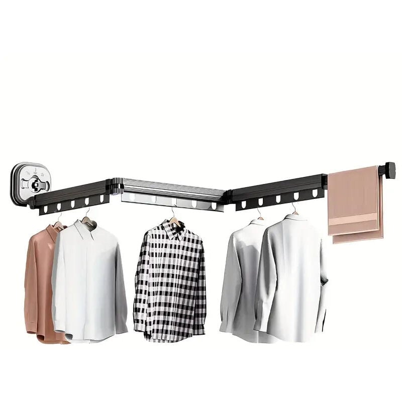 Kitchen Move - tendoir à linge mural Extensible python Noir Aluminium 125 cm