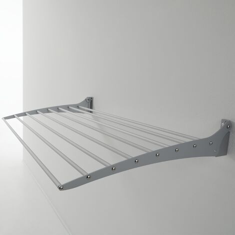 Étendoir à linge mural pliable en aluminium anodisé – 8 tubes résistants aux intempéries – Gain de place 120x57x9 cm – Foxydry