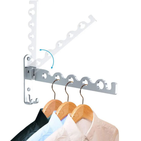Étendoir à linge mural pliable sans perçage, invisible, à un seul poteau, argenté, F90406