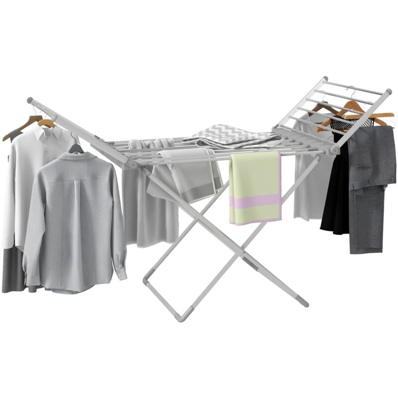 Etendoir séchoir linge pliable 2 ailes latérales extensibles alliage aluminium