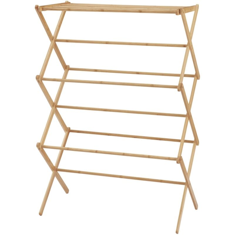 Tendoir à linge pliable bambou 128 x 72 x 44 cm naturel