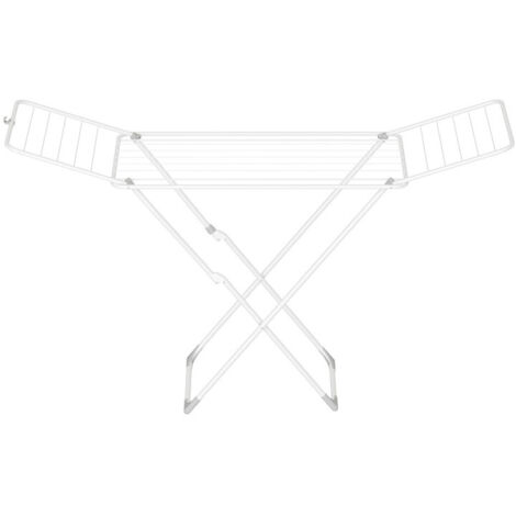 Étendoir à Linge, Pliable, Gain de Place, sur Pied, avec Ailes, pour Linge de Lit, Vêtements, Blanc