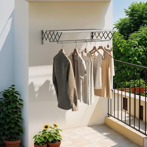 Étendoir à linge pliable mural rétractable