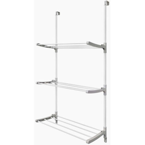 Étendoir à linge pliant pour portes et murs – Tiges XXL – Surface de séchage 8m – Dimensions 124x62,5x32,7cm – Blanc et gris – Rayen