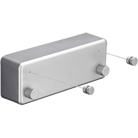 Étendoir à linge rétractable avec doubles cordons réglables en acier inoxydable, fixation murale, 4,2 m, argent