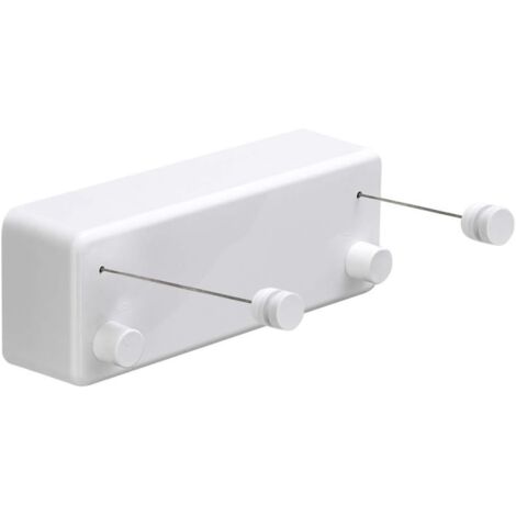 Étendoir à linge rétractable avec doubles cordons réglables en acier inoxydable, fixation murale, 4,2 m, blanc
