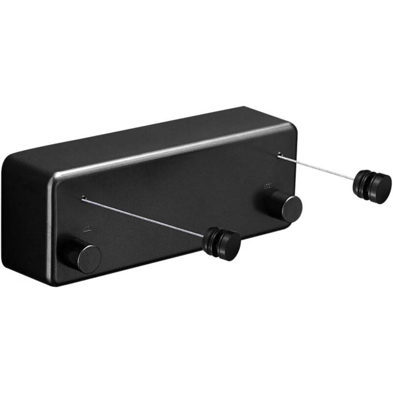 Étendoir à linge rétractable avec doubles cordons réglables en acier inoxydable, fixation murale, 4,2 m, noir