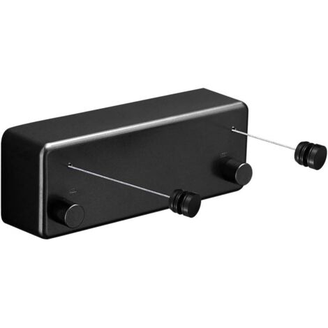 Étendoir à linge rétractable avec doubles cordons réglables en acier inoxydable, fixation murale, 4,2 m, noir