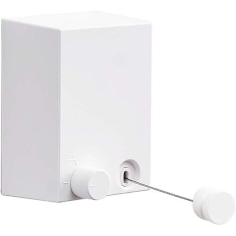 Étendoir à linge rétractable, boîtier en ABS + séchoir en aluminium avec corde réglable en acier inoxydable, style hôtel, robuste, sans perçage et fixation murale, 4,2 m, blanc