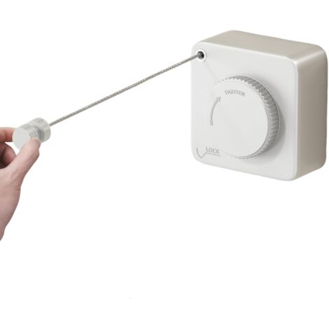 Étendoir à linge rétractable, étendoir mural, corde en acier inoxydable, 4,2 m (blanc)