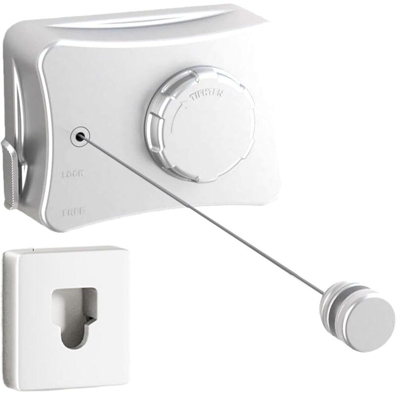 Étendoir à linge rétractable intérieur et extérieur, étendoir à linge extérieur, étendoir à linge, 5 mètres, blanc