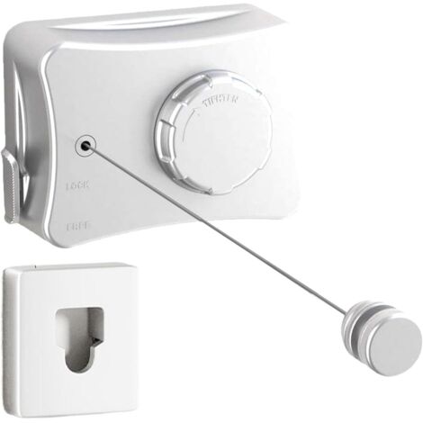 Étendoir à linge rétractable intérieur et extérieur, étendoir à linge extérieur, étendoir à linge, 5 mètres, blanc