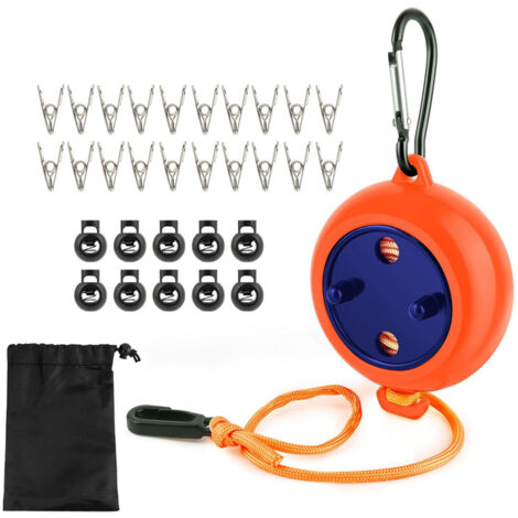 Étendoir à linge rétractable portable, 8 mètres, avec 10 boucles de fixation, 20 clips coupe-vent, sac de rangement (orange)