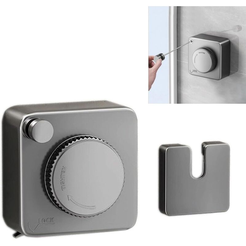 Étendoir à linge rétractable pour intérieur et extérieur, résistant et non affaissé, en acier inoxydable, à fixation murale, 4,6 m (carré, gris)