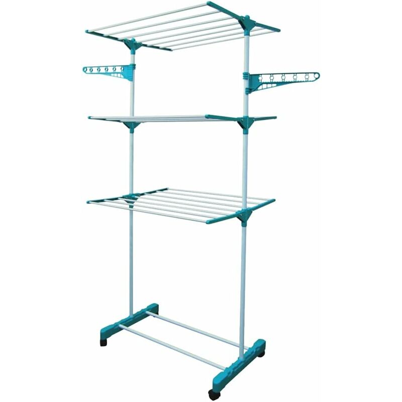 Etendoir a linge vertical xxl interieur exterieur avec des roues 3 niveaux