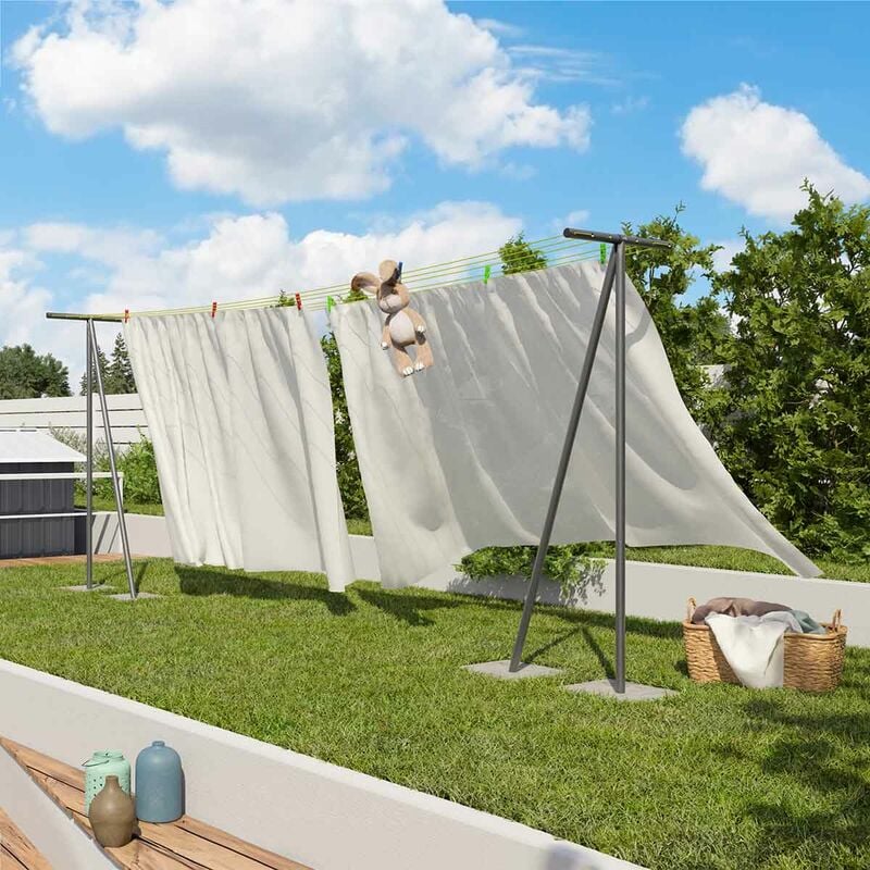 Etendoir à linge extérieur Trigano Windy Gris - 60m de fil