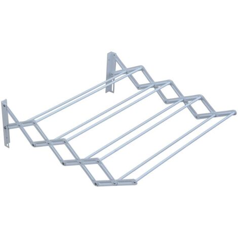 Etendoir à suspendre mural blanc – Longueur 4.8m – Acier – Capacité 2kg – 8 barres pour petits espaces