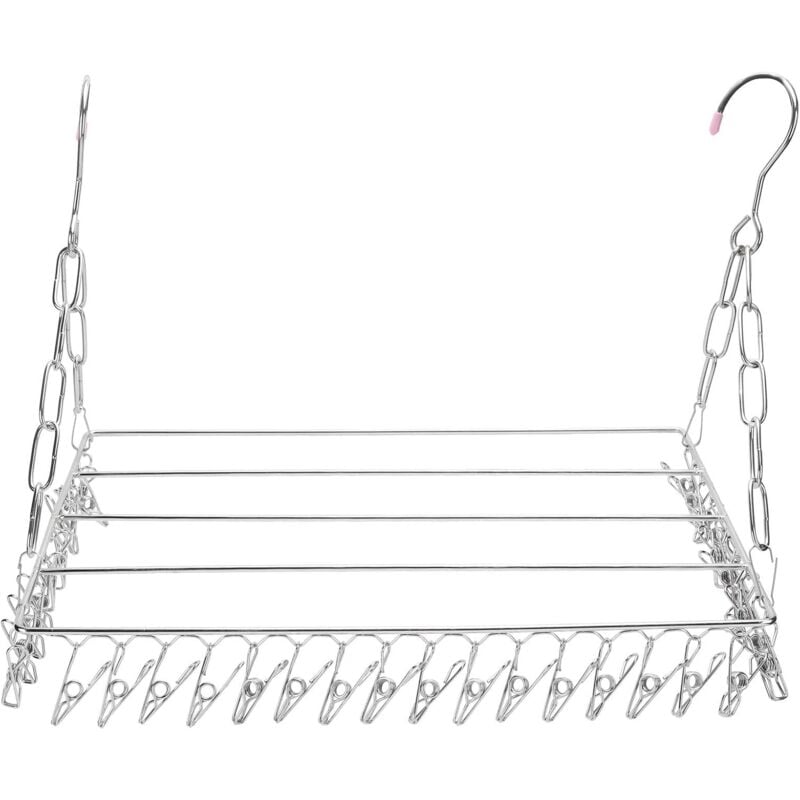 Etendoir Chaussette, Cintre de séchage en Acier Inoxydable avec 36 Clips à L'épreuve du Vent Étendoir à Linge à Suspendre pour Chaussettes,