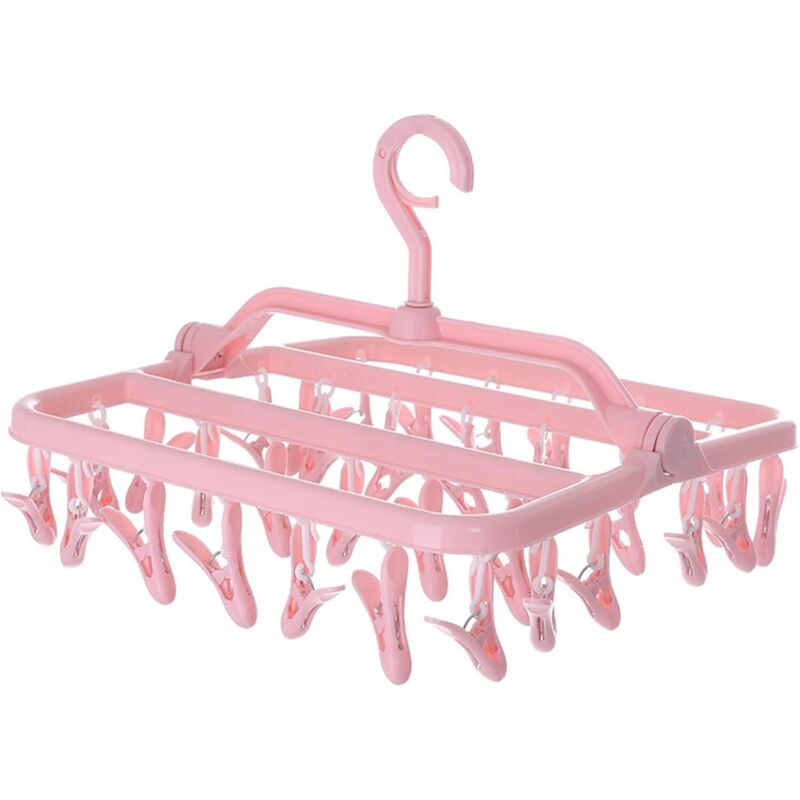 Etendoir Chaussette, Etendoir Linge avec 32 Pinces, Sechoir a Linge Pliant Suspendu, Etendoir Linge Interieur Extérieur, pour Chaussettes,