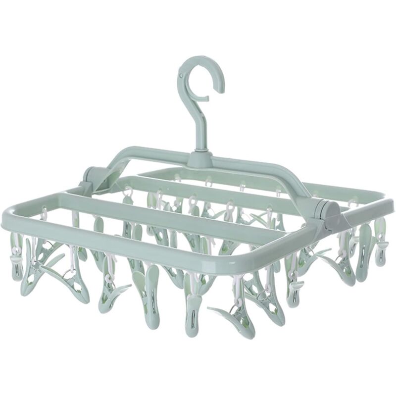 Etendoir Chaussette, Etendoir Linge avec 32 Pinces, Sechoir a Linge Pliant Suspendu, Etendoir Linge Interieur Extérieur, pour Chaussettes,