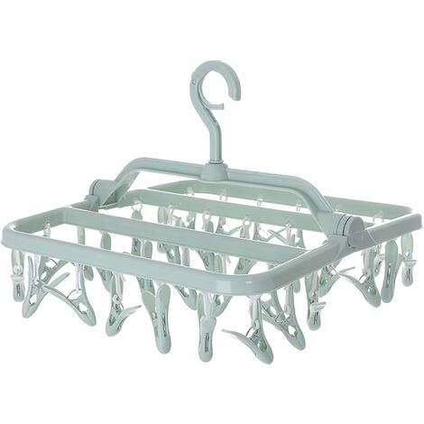 Etendoir Chaussette, Etendoir Linge avec 32 Pinces, Sechoir a Linge Pliant Suspendu, Etendoir Linge Interieur Extérieur, pour Chaussettes, sous-Vêtements et Petits Vêtements