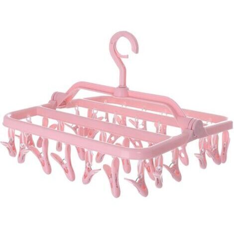 Etendoir Chaussette, Etendoir Linge avec 32 Pinces, Sechoir a Linge Pliant Suspendu, Etendoir Linge Interieur Extérieur, pour Chaussettes, sous-Vêtements et Petits Vêtements