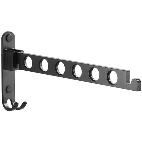 Étendoir Mural (Noir), Cintre Mural Porte-vêtements Pliable, Séchoir à Linge Mural Pliant Rotation 90°pour Balcon, Salle de Bains, Buanderie, Hôtel