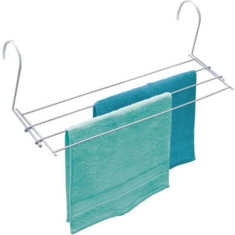 Etendoir radiateur à suspendre , séchoir à linge peu encombrant pour le balcon, radiateur, baignoire, Pour tous radiateurs, métal, 59 x 16 cm, blanc