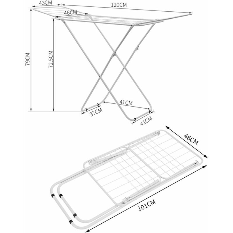 Etendoir à poser Ohjijinn tendoir séchoir à linge avec support stable, support de séchoir à linge pliable et antidérapant pour salle de bain ou balcon