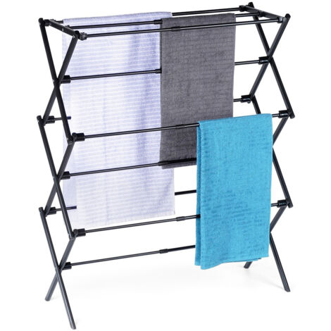 Etendoir vertical extensible en metal reglable noir