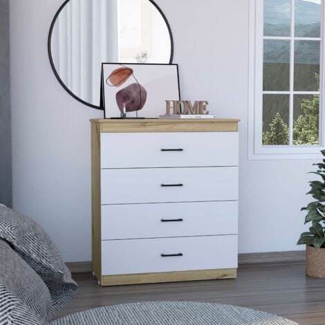 TUHOME CONCEPT Eter Commode 4 tiroirs avec poignées métalliques Duna / White