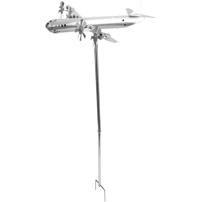 Feiyue - Etereauty Avion Éolienne Jardin Spinners Moulin à Vent en Métal Sculpture de Jardin Sculptures Ornement Extérieur Décor de Pelouse Piquet