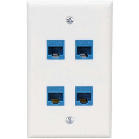 Ethernet Wall Plate 4 Port for Cat7/6/6E/5/5E Ethernet Devices -Blue--