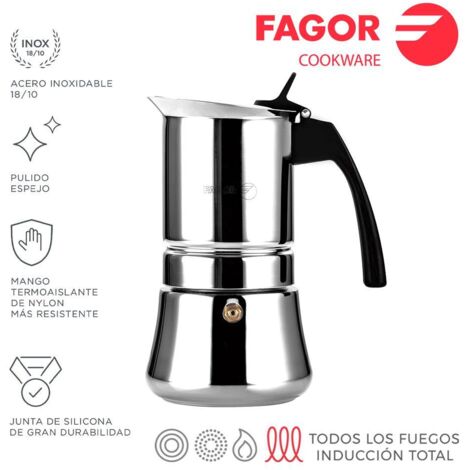 Ethnische Kaffeemaschine für 4 Tassen aus Edelstahl 18/10 Fagor