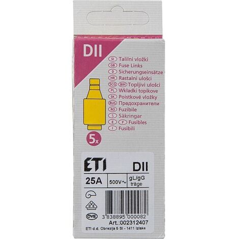 ETI Diazed-Sicherungseinsatz DII 25 A - 5 Stück