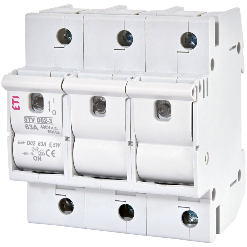 ETI - disjoncteur de charge 3 broches pour fusibles neozed D01-D02-63A - 400 v 002271004