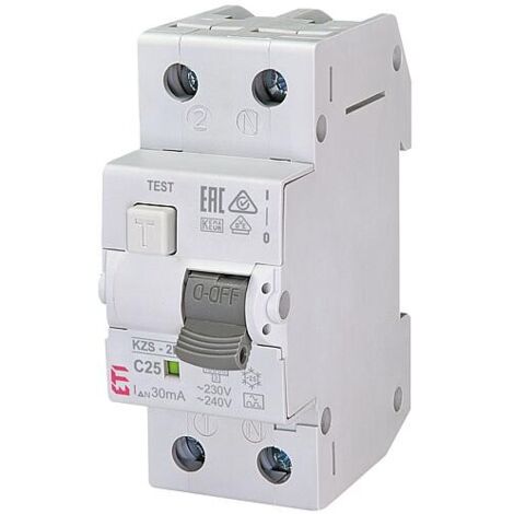 ETI Disjoncteur FI-LS KZS-2M A, 2 pôles, type A, C25 / 0,03A, à action instantanée