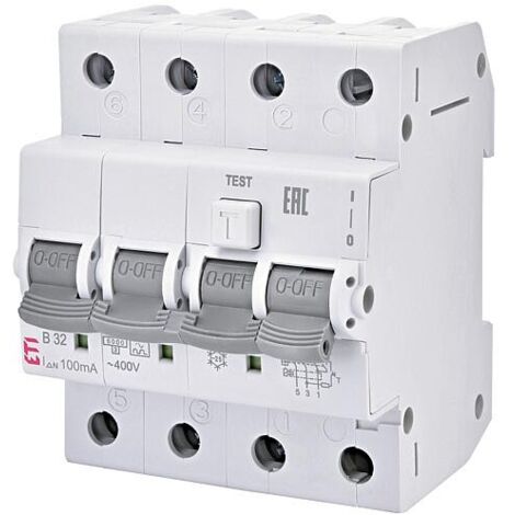 ETI Disjoncteur FI-LS KZS-4M A, 3 pôles + N, type A, C10 / 0,03A, à action instantanée