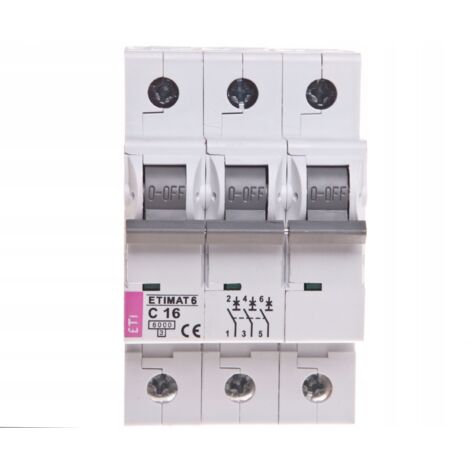 ETI Polam  Disjoncteur 3P C16A - 6KA - AC Etimat 6 - Protection Électrique Fiable - IP20