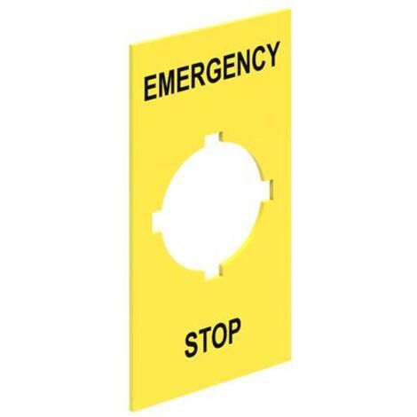 Etichetta adesiva EMERGENCY STOP per pulsanti a fungo Lovato LPXAU110