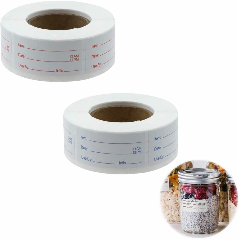 Image of Etichetta adesiva per alimenti per congelatore - 500 pezzi Cucina Data 50 x 25 mm Etichette autoadesive rimovibili per conserve, Etichette