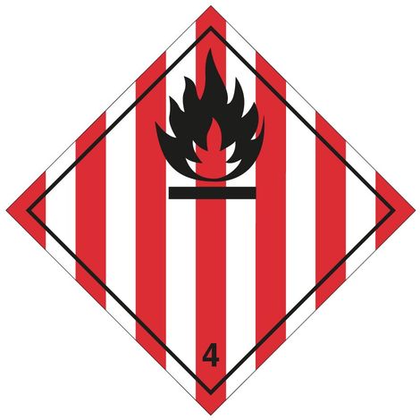 Etichetta autoadesiva o supporto alluminio A.D.R divisione 4.1 per Veicoli "Solidi infiammabili" 300x300mm Modello - Alluminio