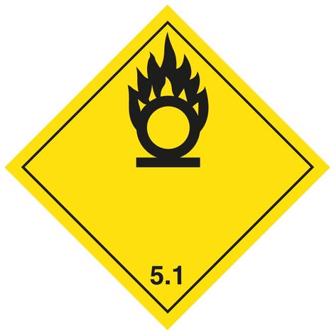 Etichetta autoadesiva o supporto alluminio A.D.R divisione 5.1 per "Materie comburenti" 300x300mm Modello - PVC adesivo