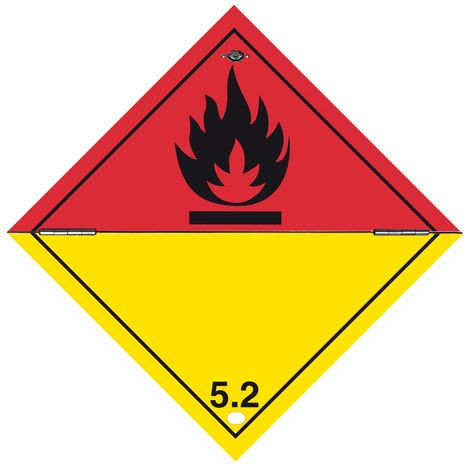 Etichetta autoadesiva o supporto alluminio A.D.R per "divisione 5.2 per "Perossidi organici." 300x300mm Modello - PVC adesivo